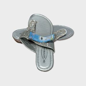 Kristen’s Kloset Silver Embellished Thong Size 8